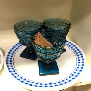 VTG blue glass dessert bowls Park Lane by Colony